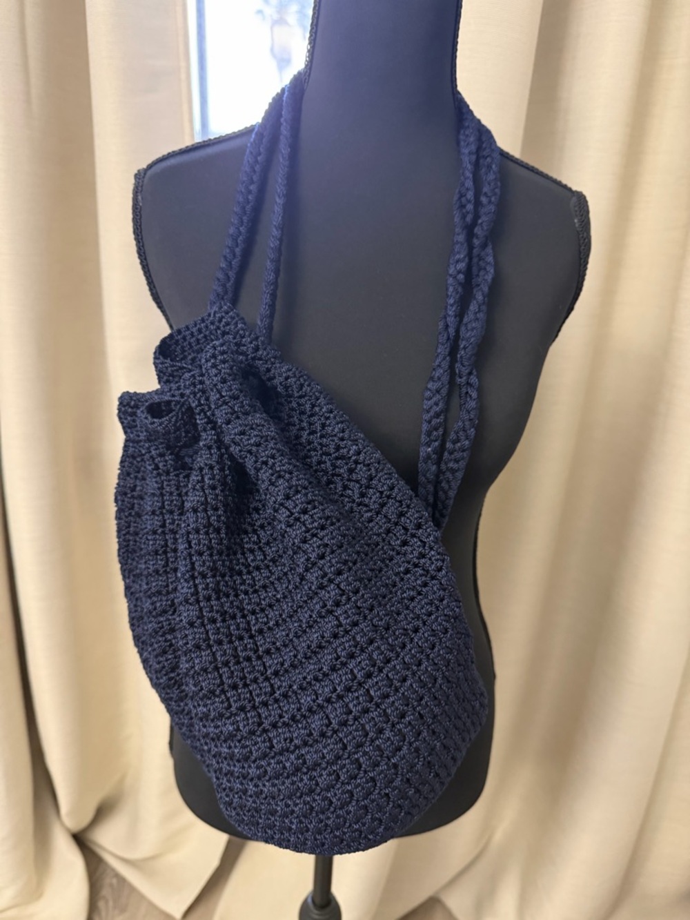 The Sak Navy Crochet Shoulder Bag